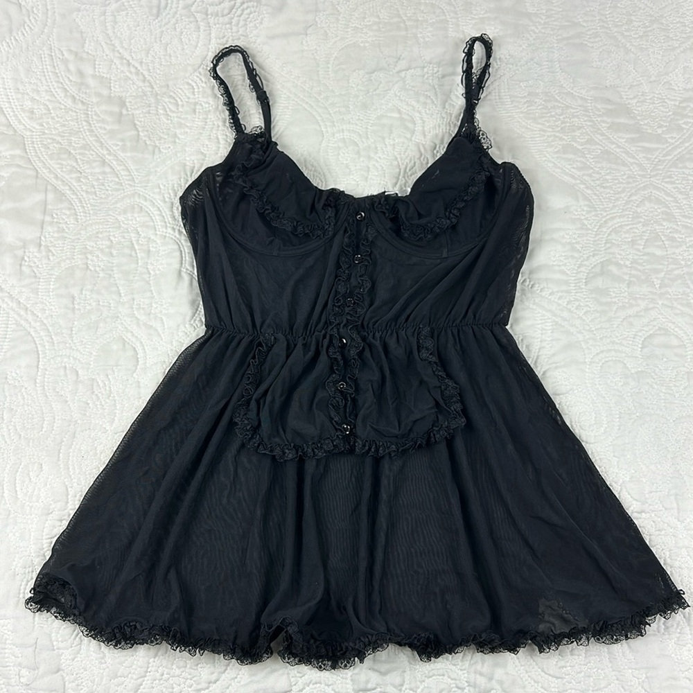 Rampage Intimates black sheer lingerie top underwire women’s 36C